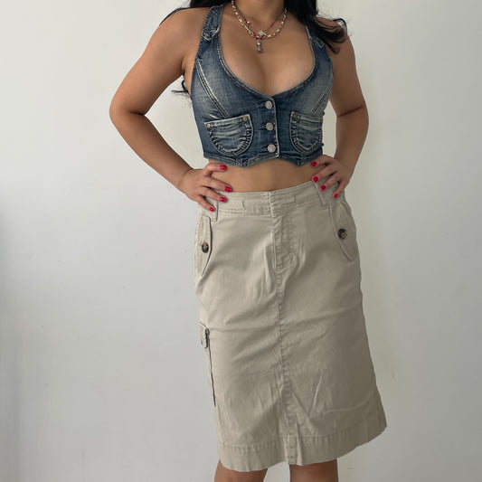 Liz Claiborne Khaki Cargo Midi Skirt