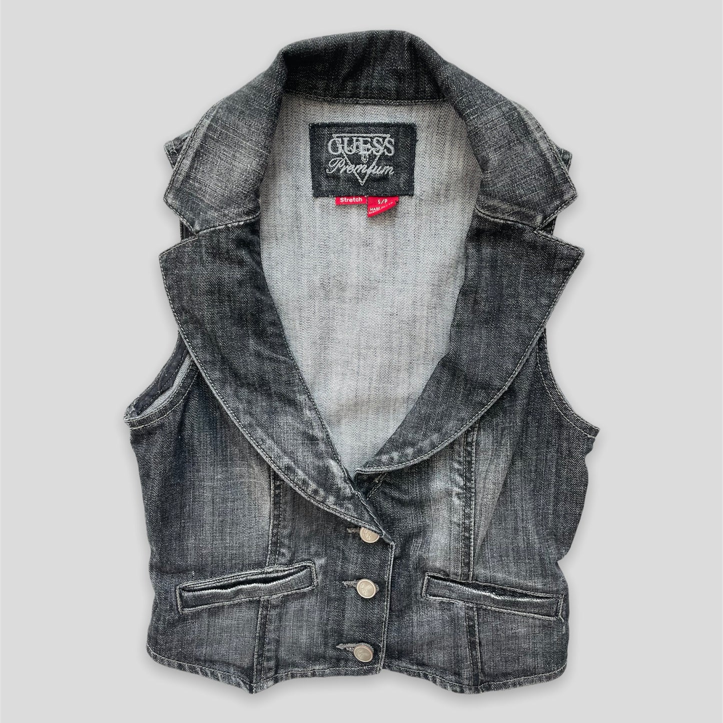 Guess Dark Wash Denim Vest - Zoehify