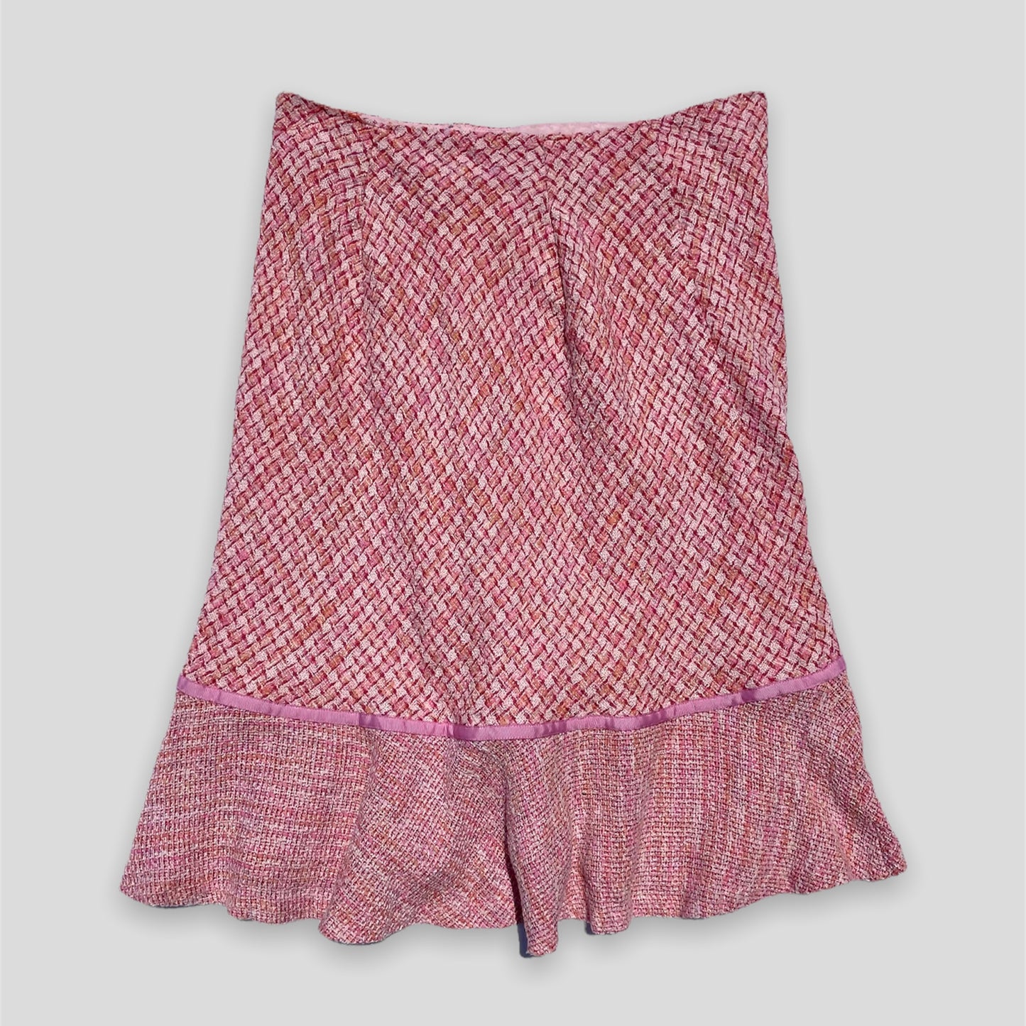 Pink Checked Tweed Skirt - Zoehify