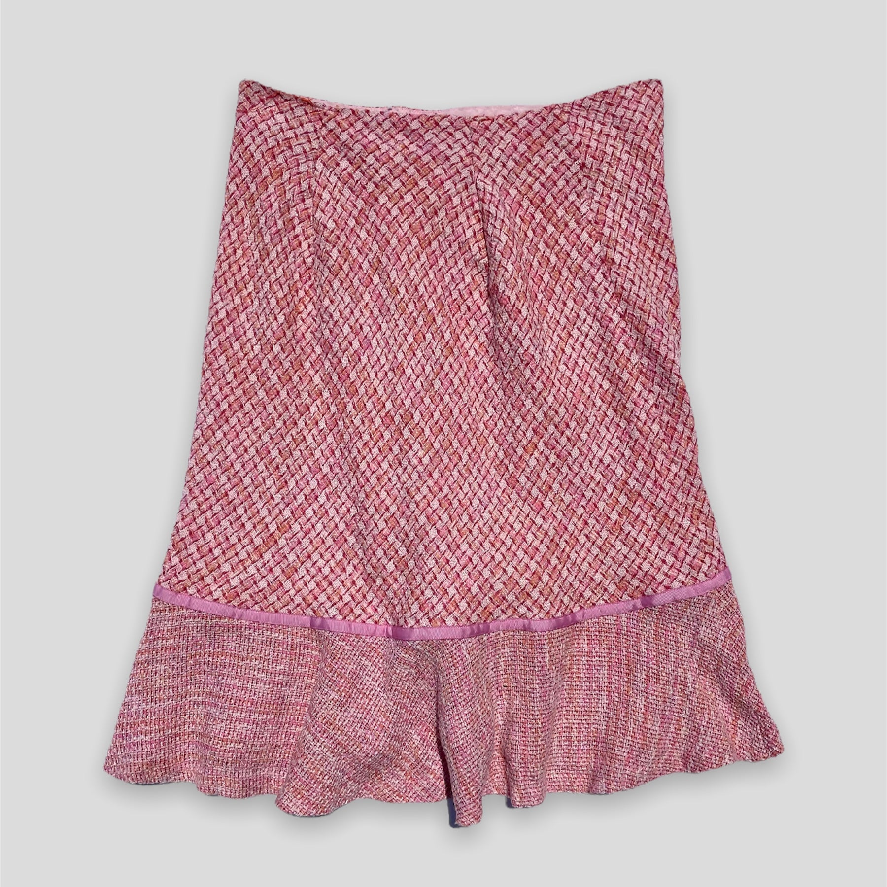 Pink Checked Tweed Skirt - Zoehify