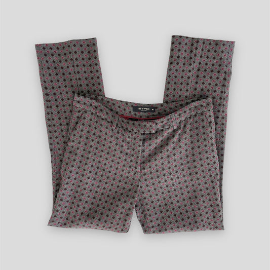 Etro Grey and Pink Diamond Printed Straight Leg Trousers - IT 46/W33/Large