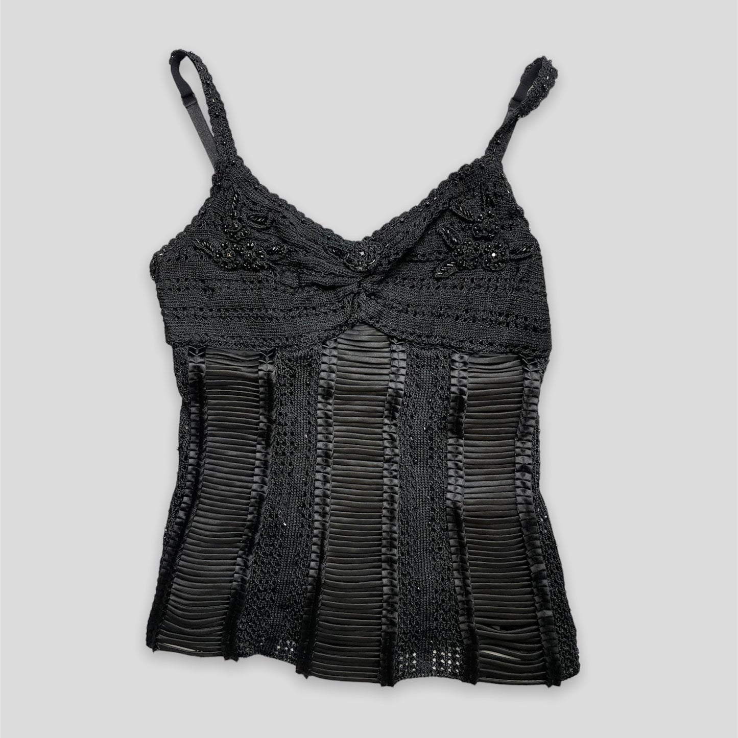 Black Beaded Crochet Top - Zoehify