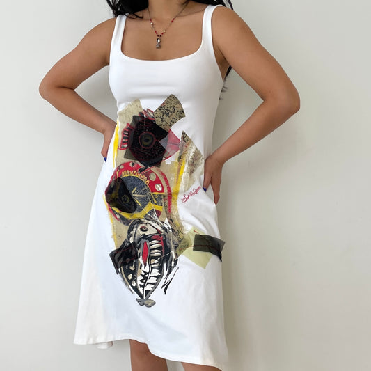 White Patchwork Save The Queen Dress - Zoehify