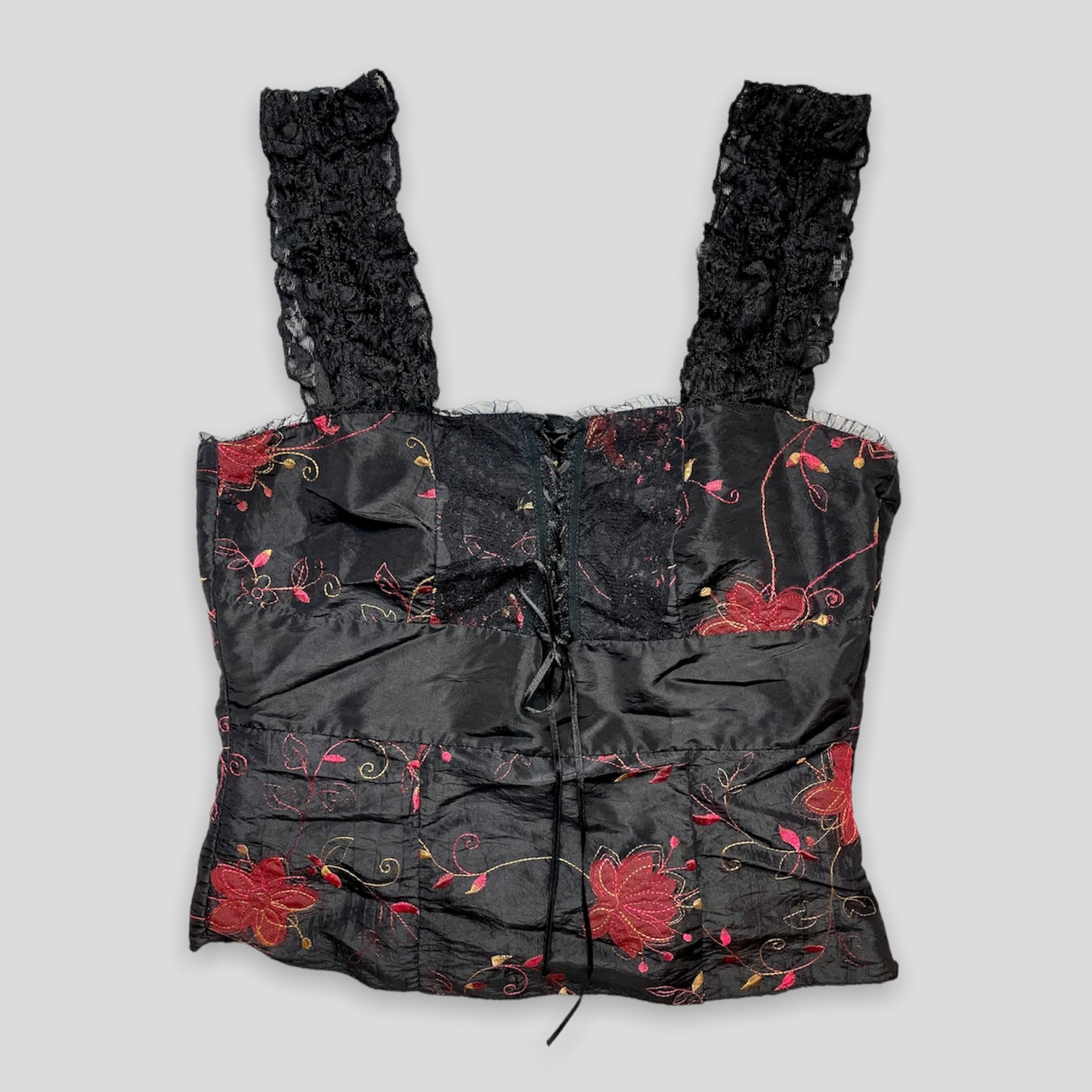 Black Lace Floral Corset Top - Zoehify