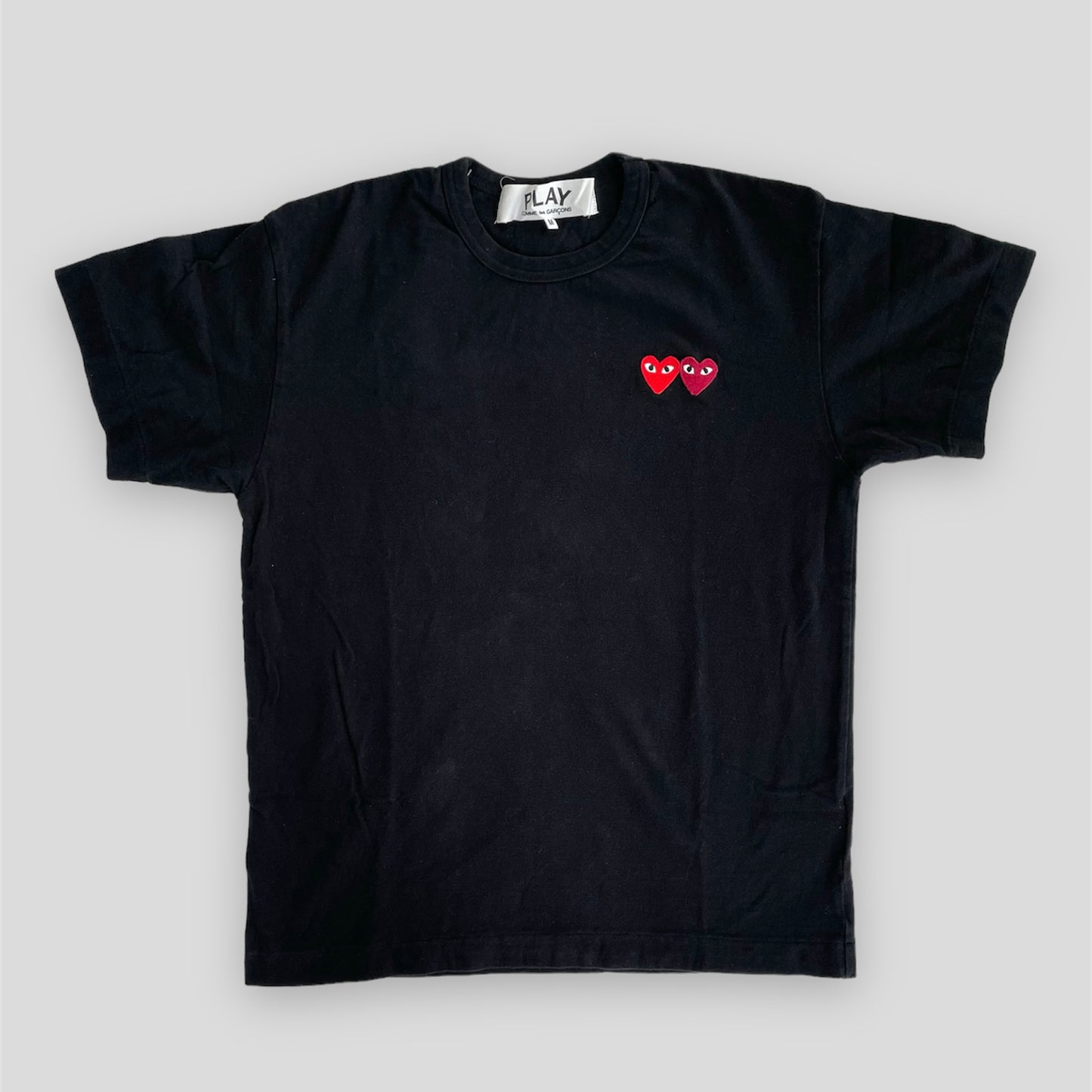 Comme des Garçons PLAY Black Double Heart T-Shirt - Medium