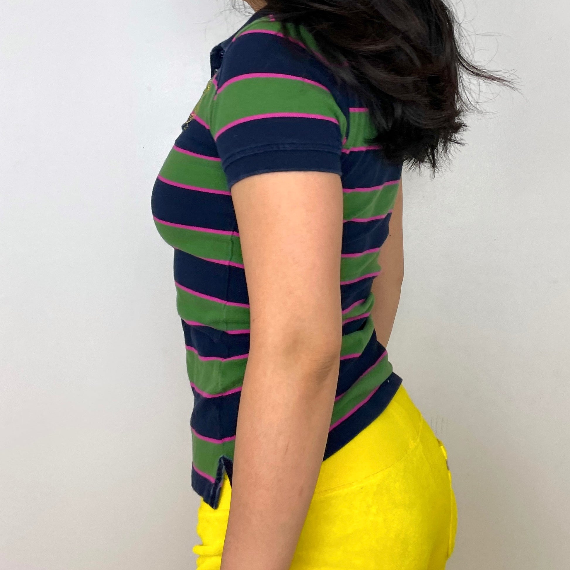 Green and Navy Striped Polo Tee - Zoehify