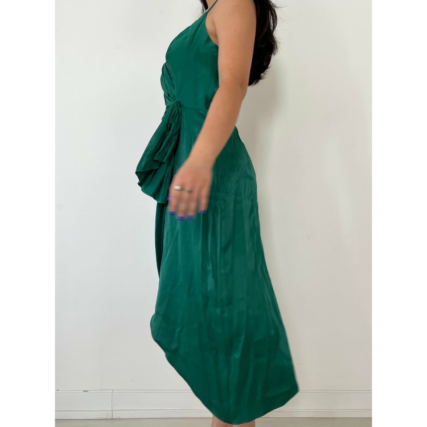 BNWT Anthropologie Green Satin Midi Dress - Zoehify