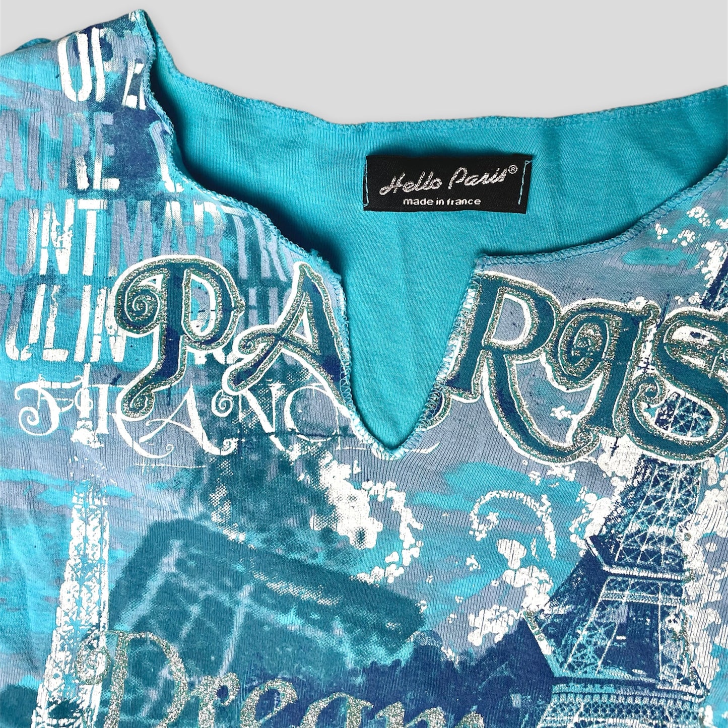 Blue Y2K Paris Baby Tee - Zoehify