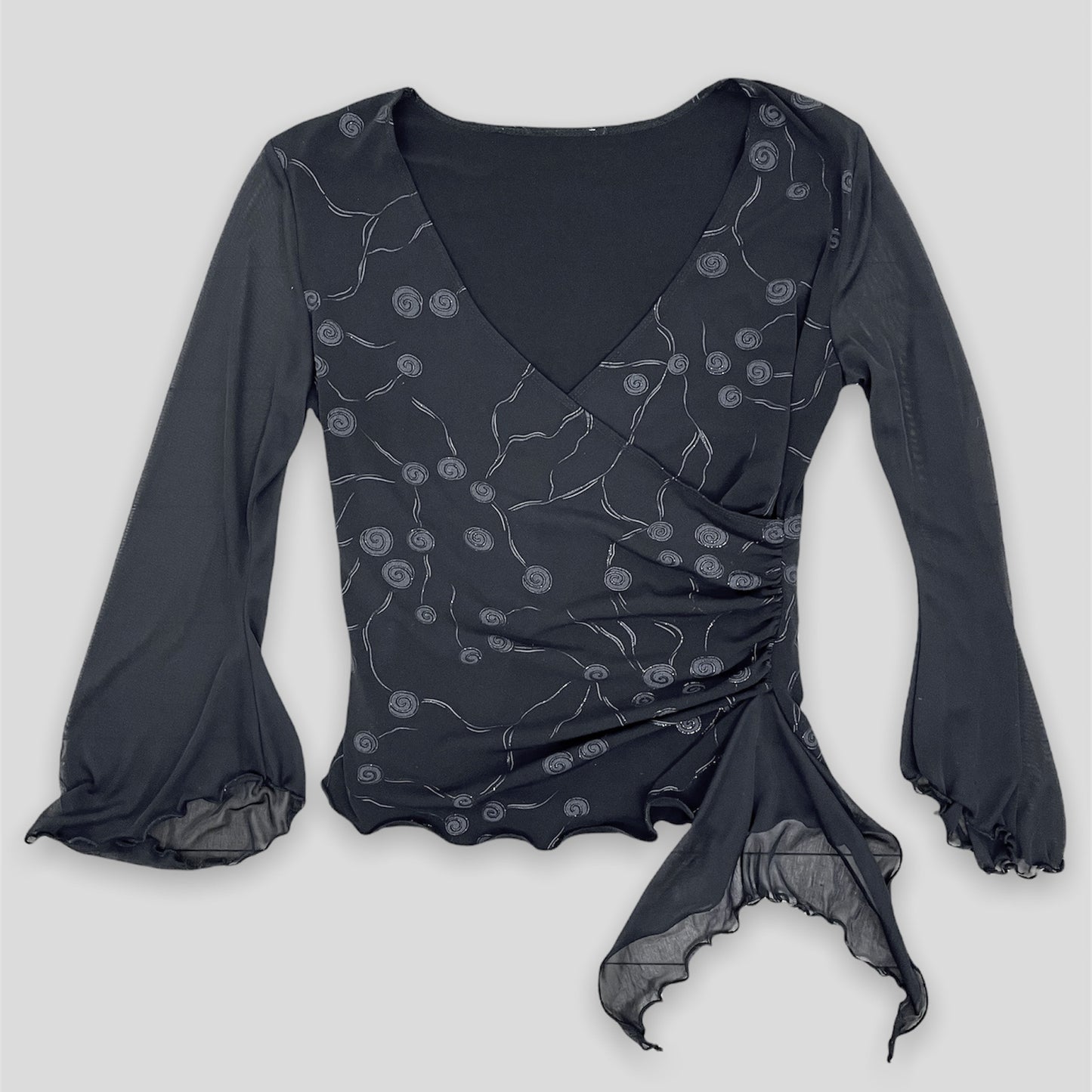 Black Bell Sleeved Wrap Top - Zoehify