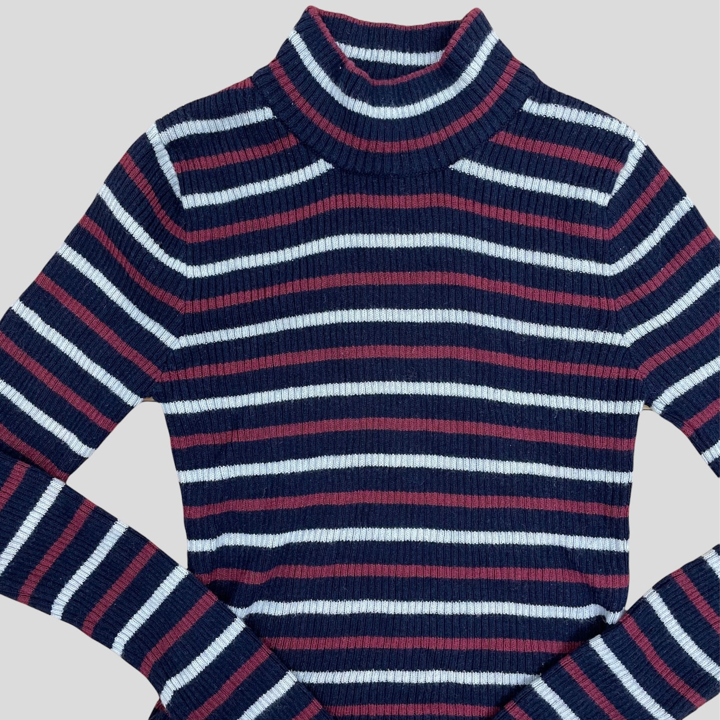 Striped Mock Neck Top - Zoehify