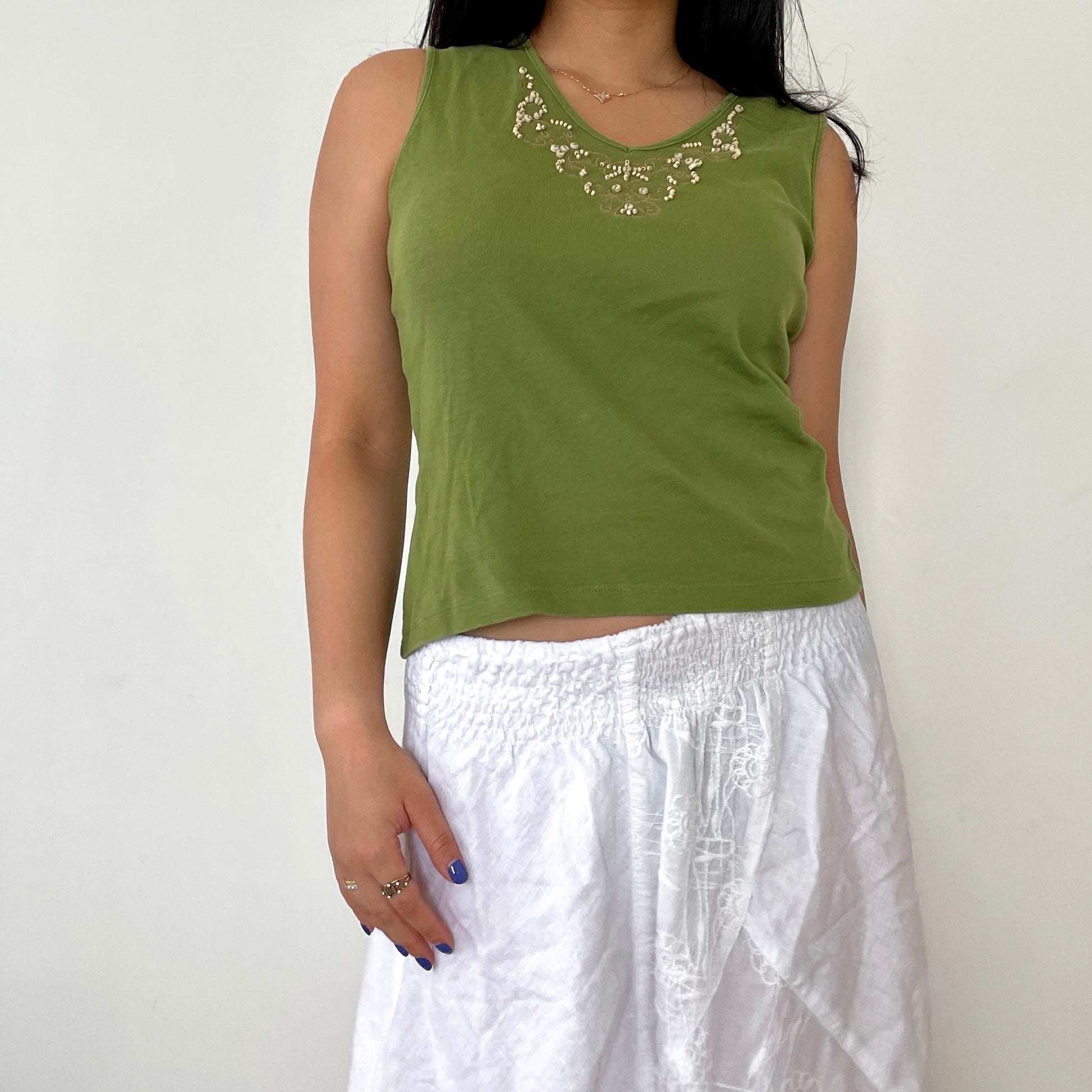 Green Beaded Vest Top - Zoehify