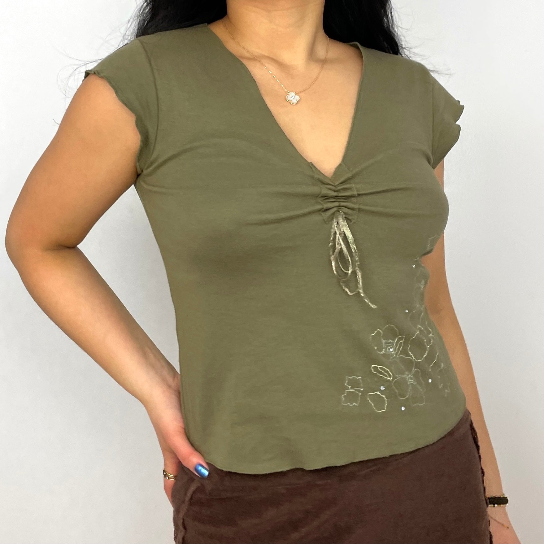 Green Ruched Front Tee - Zoehify