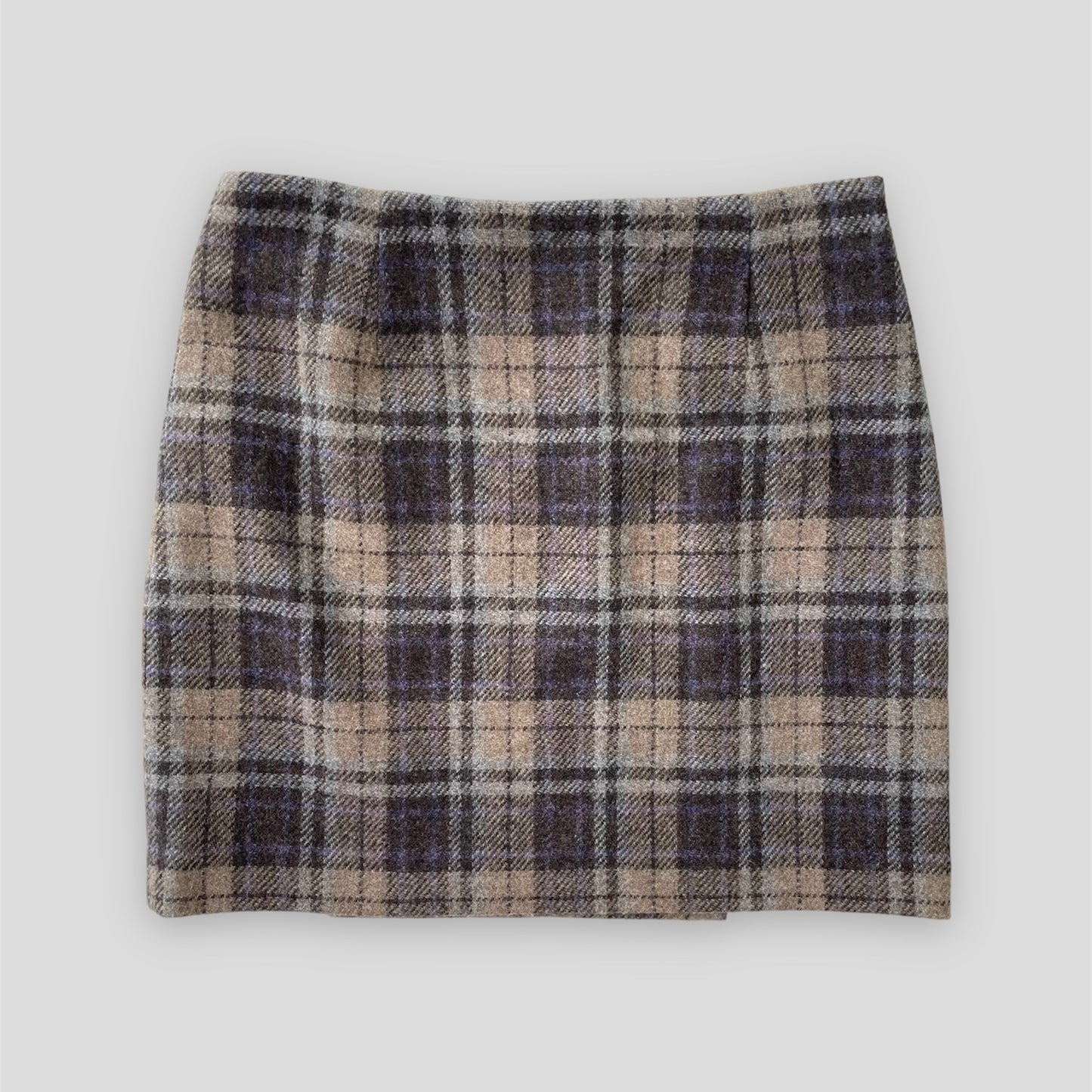 Polo Ralph Lauren Brown and Purple Tartan Wool Mini Skirt - Medium
