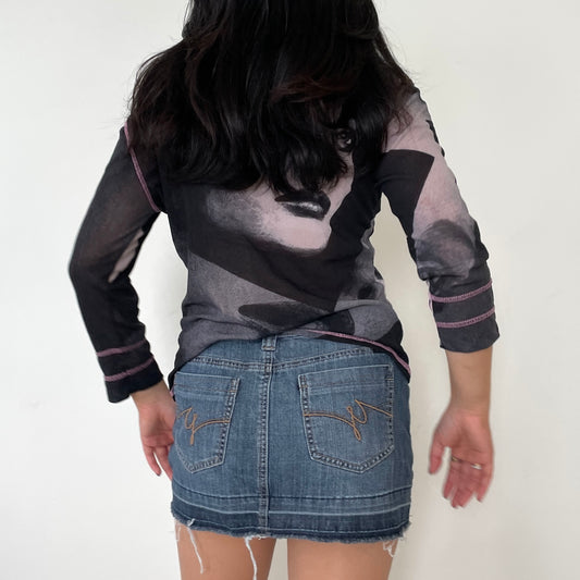 Vintage 90s Long Sleeved Micro Mesh Top - Zoehify