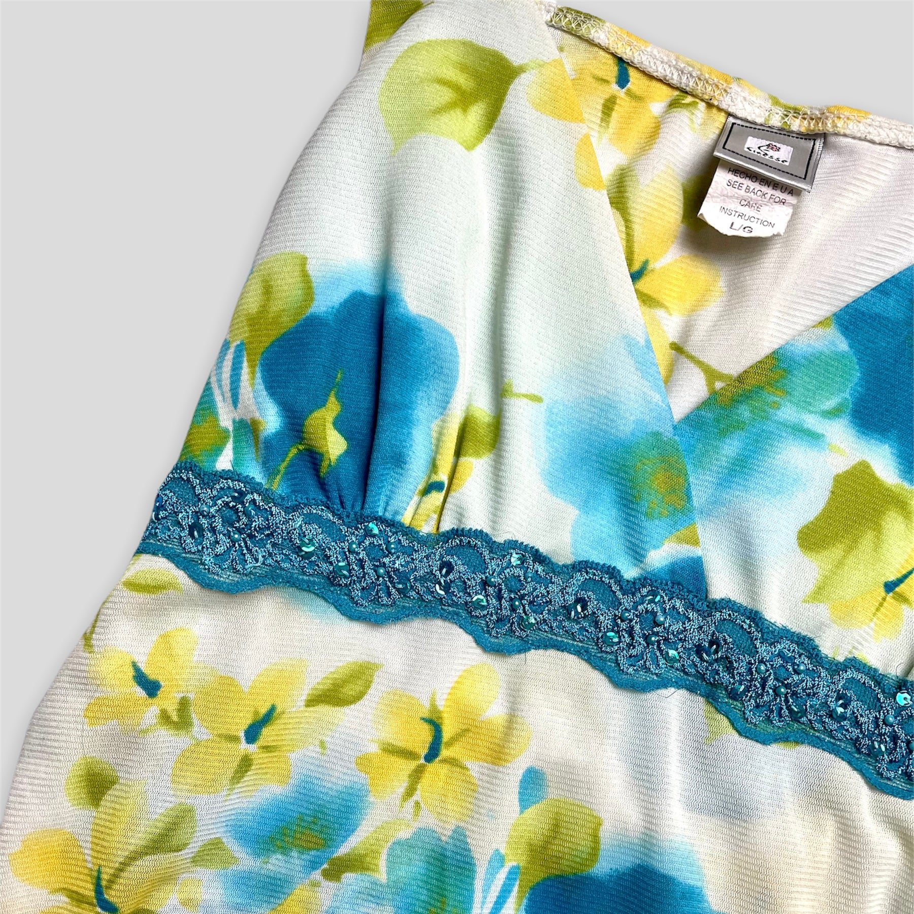 Blue Floral Mesh Tank Top - Zoehify