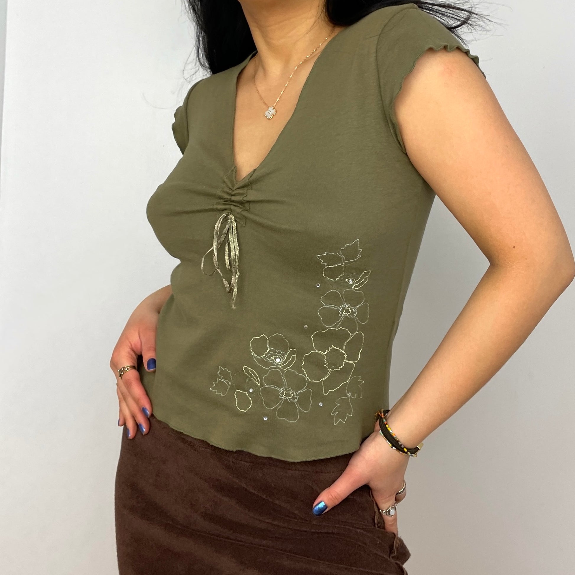 Green Ruched Front Tee - Zoehify