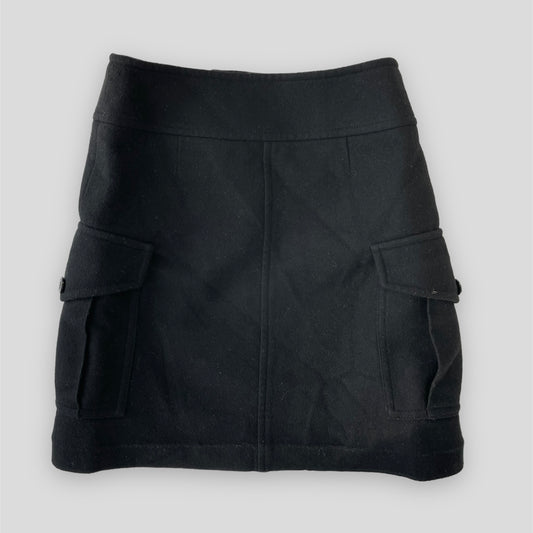Vintage Courrèges Black Wool Mini Skirt - Small