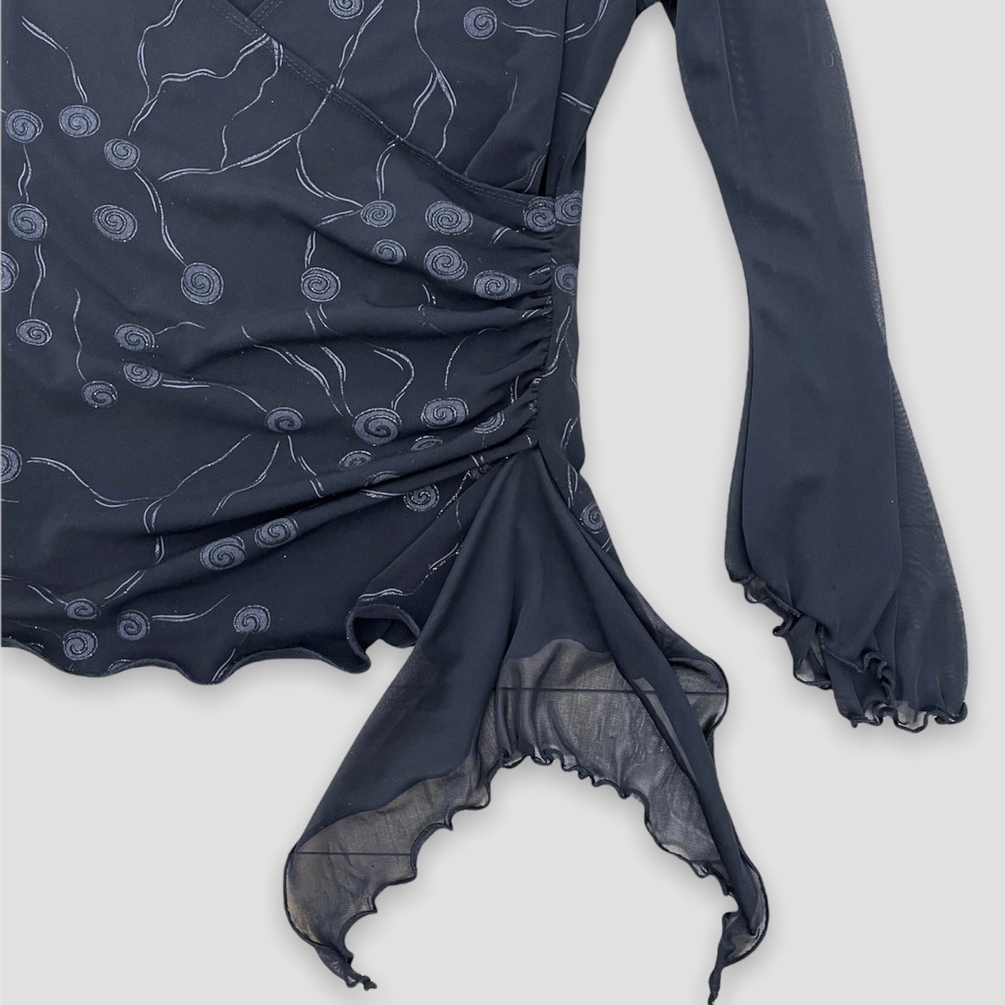 Black Bell Sleeved Wrap Top - Zoehify