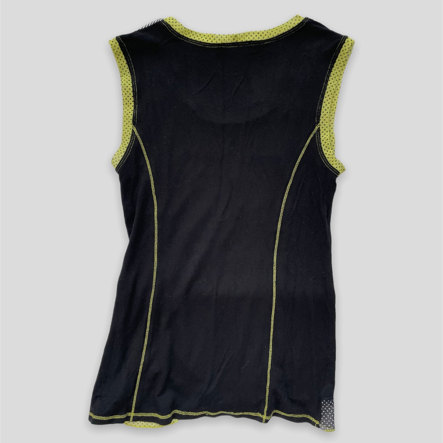 Black and Green Contrast Stitching Tank Top - Zoehify
