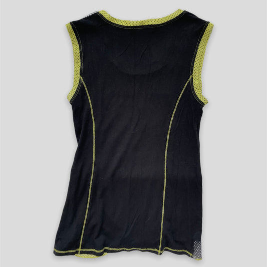 Black and Green Contrast Stitching Tank Top - Zoehify