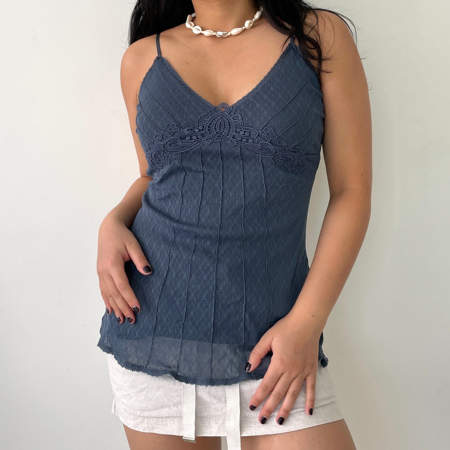 Indigo Blue Lace Tank Top
