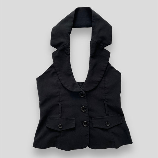 Black Halter Waistcoat Style Vest - Small