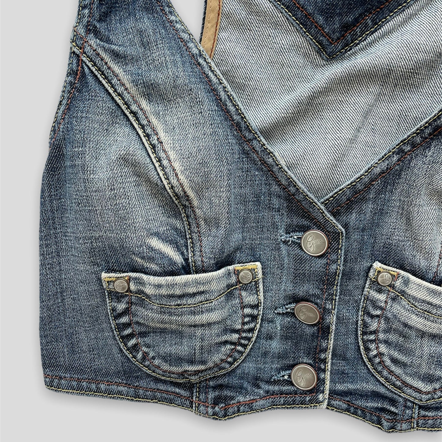 Guess Double Pocket Denim Vest - Zoehify