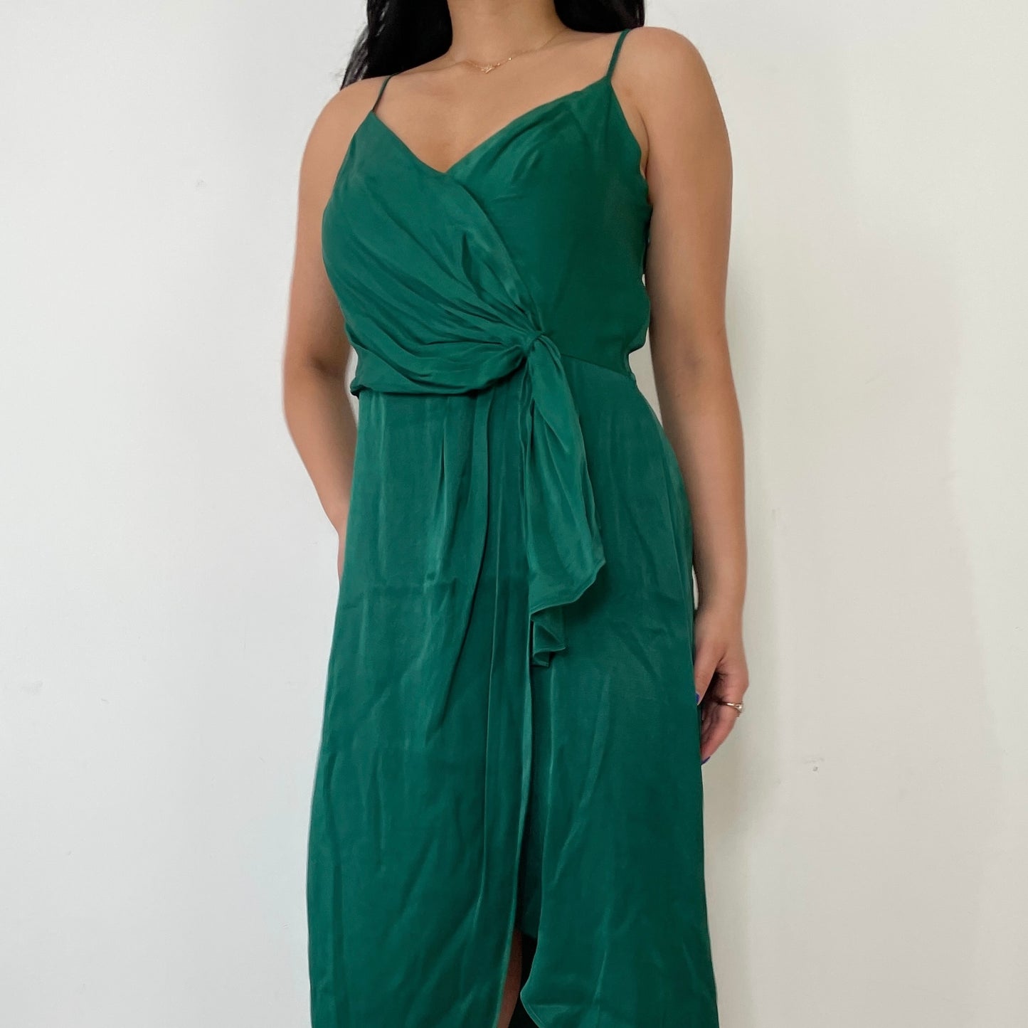 BNWT Anthropologie Green Satin Midi Dress - Zoehify