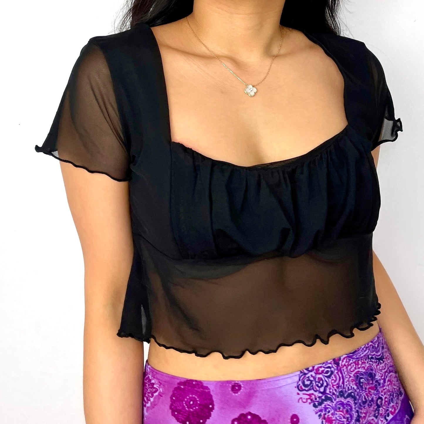 Black Mesh Crop Top - Zoehify