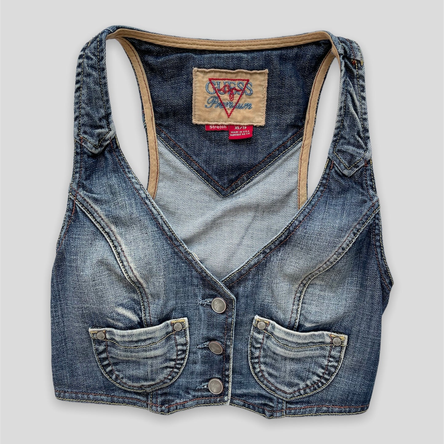 Guess Double Pocket Denim Vest - Zoehify