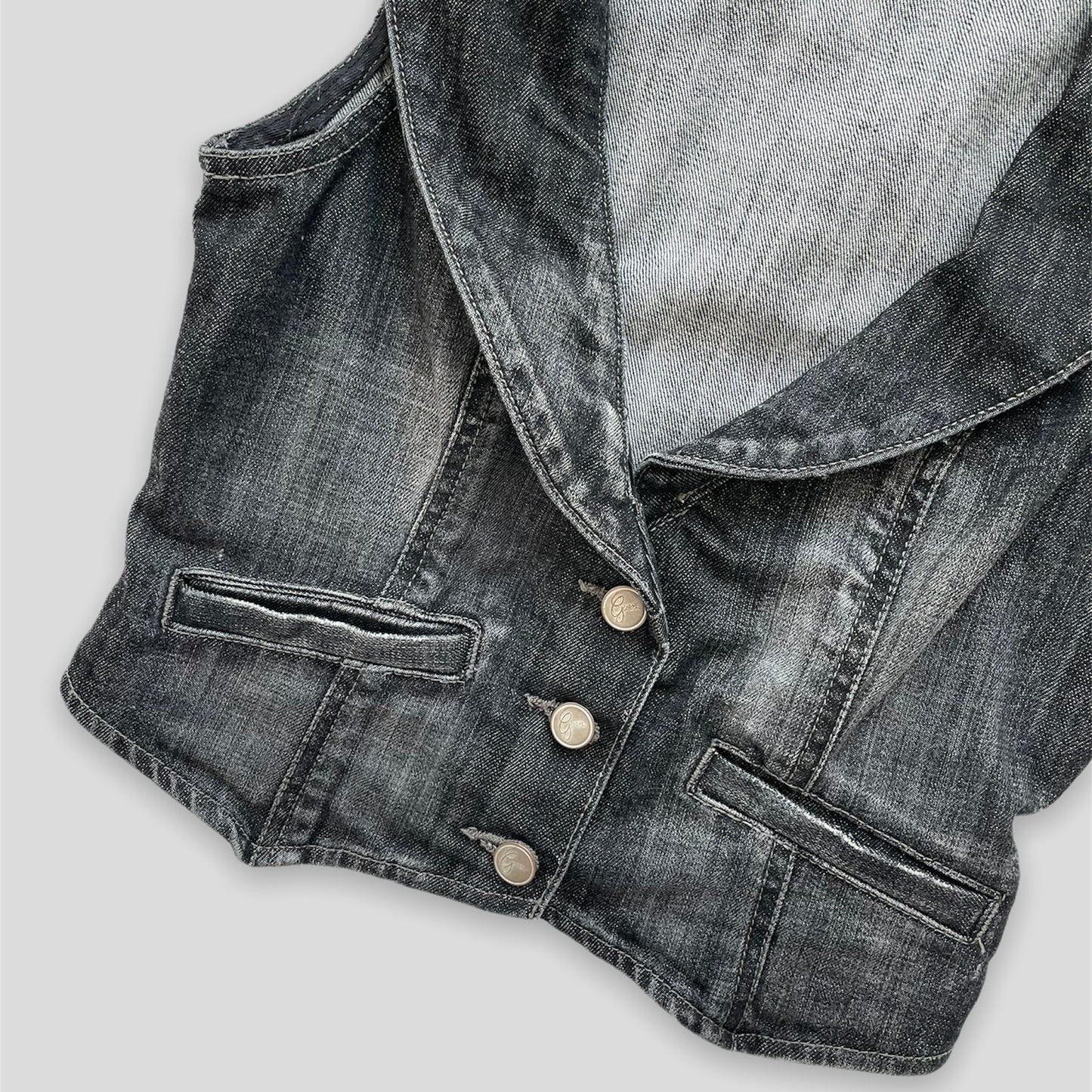 Guess Dark Wash Denim Vest - Zoehify