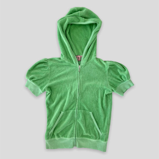 Juicy Couture Green Short Sleeve Terry Towel Hoodie - Small
