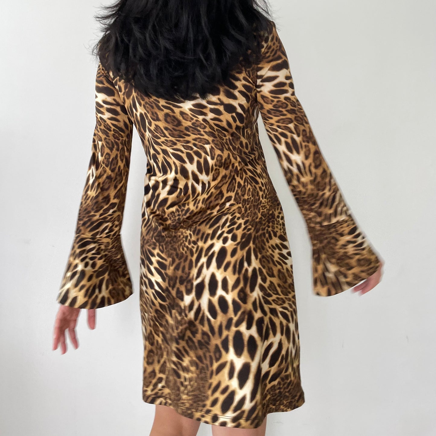 I.N.C. International Concepts Leopard Print Bell Sleeve Mini Dress - Small