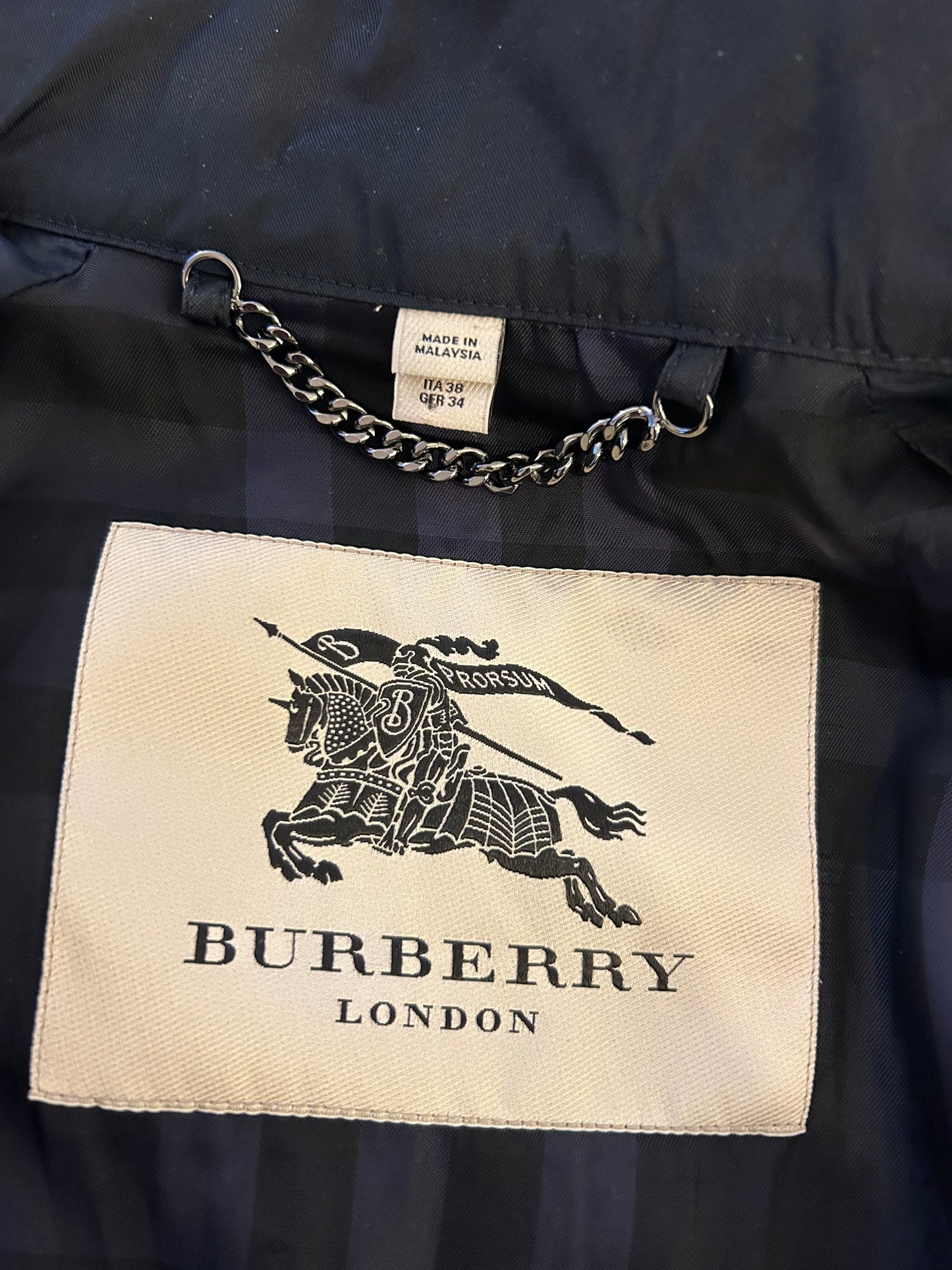 Burberry London Navy Short Trench Jacket - X-Small