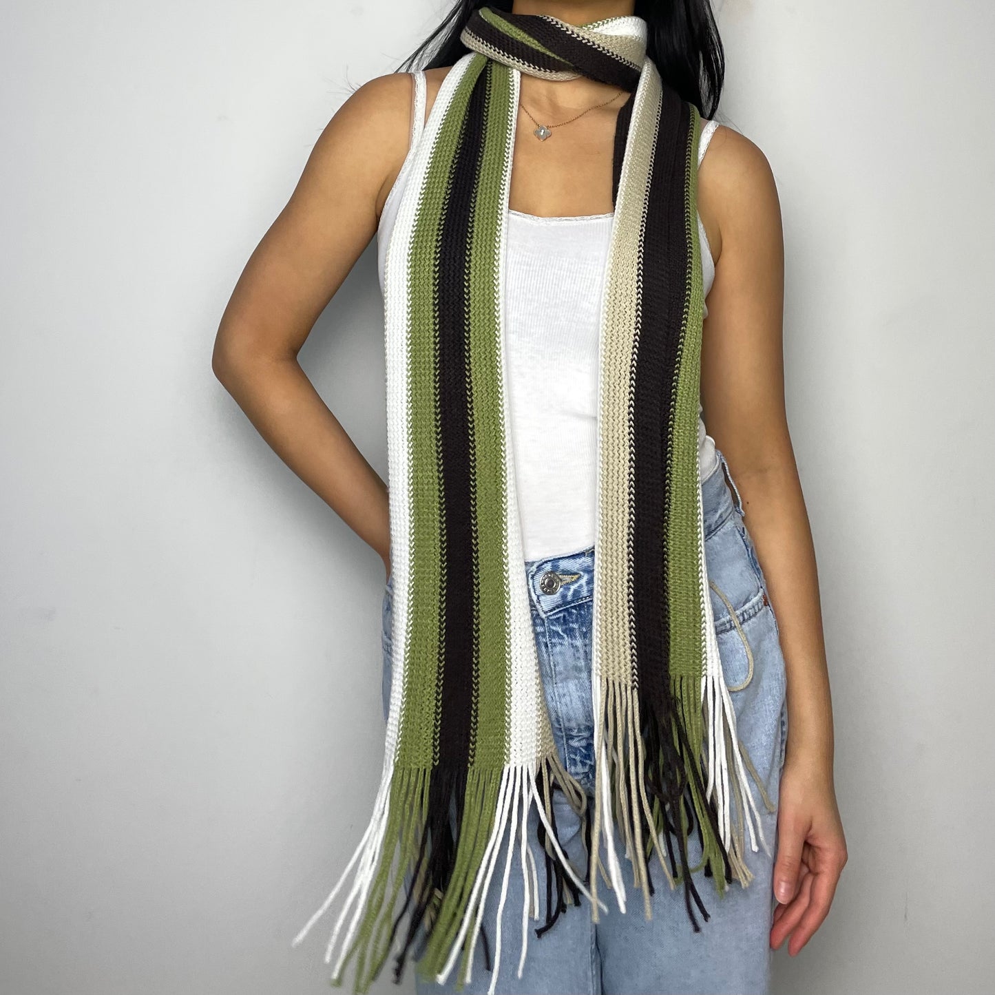 Garoche Knitted Earth Toned Skinny Scarf