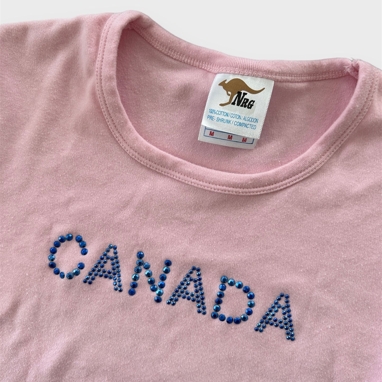 Canada Rhinestone Pink Baby Tee - Small