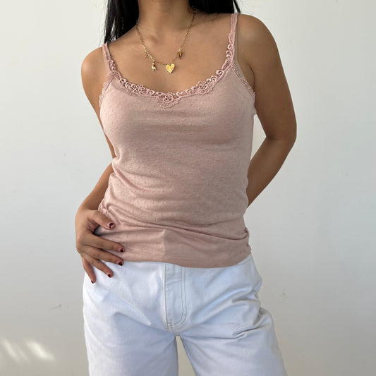 Old Label Mango Pink Pointelle Cami Top - Small