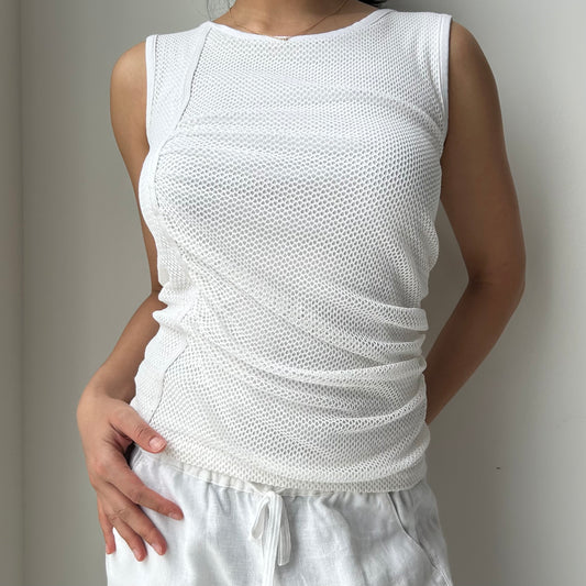 Volcom White Mesh Tank Top - Small