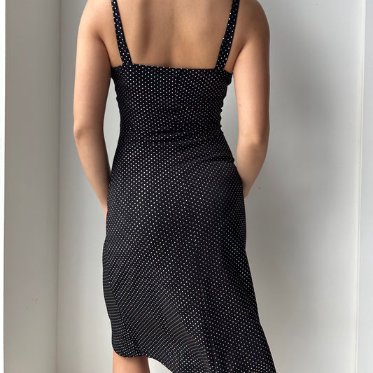 Black and Silver Polka Dot Bodycon Dress - X-Small