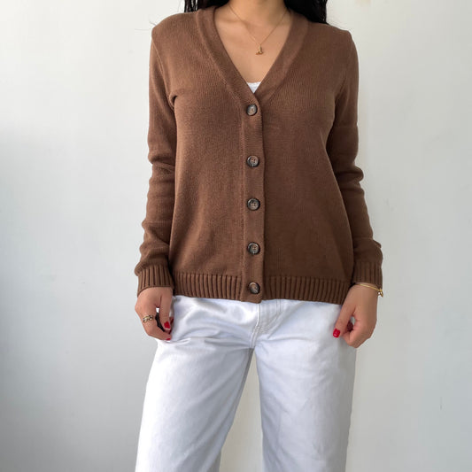 Brandy Melville Brown V-Neck Cardigan - Medium