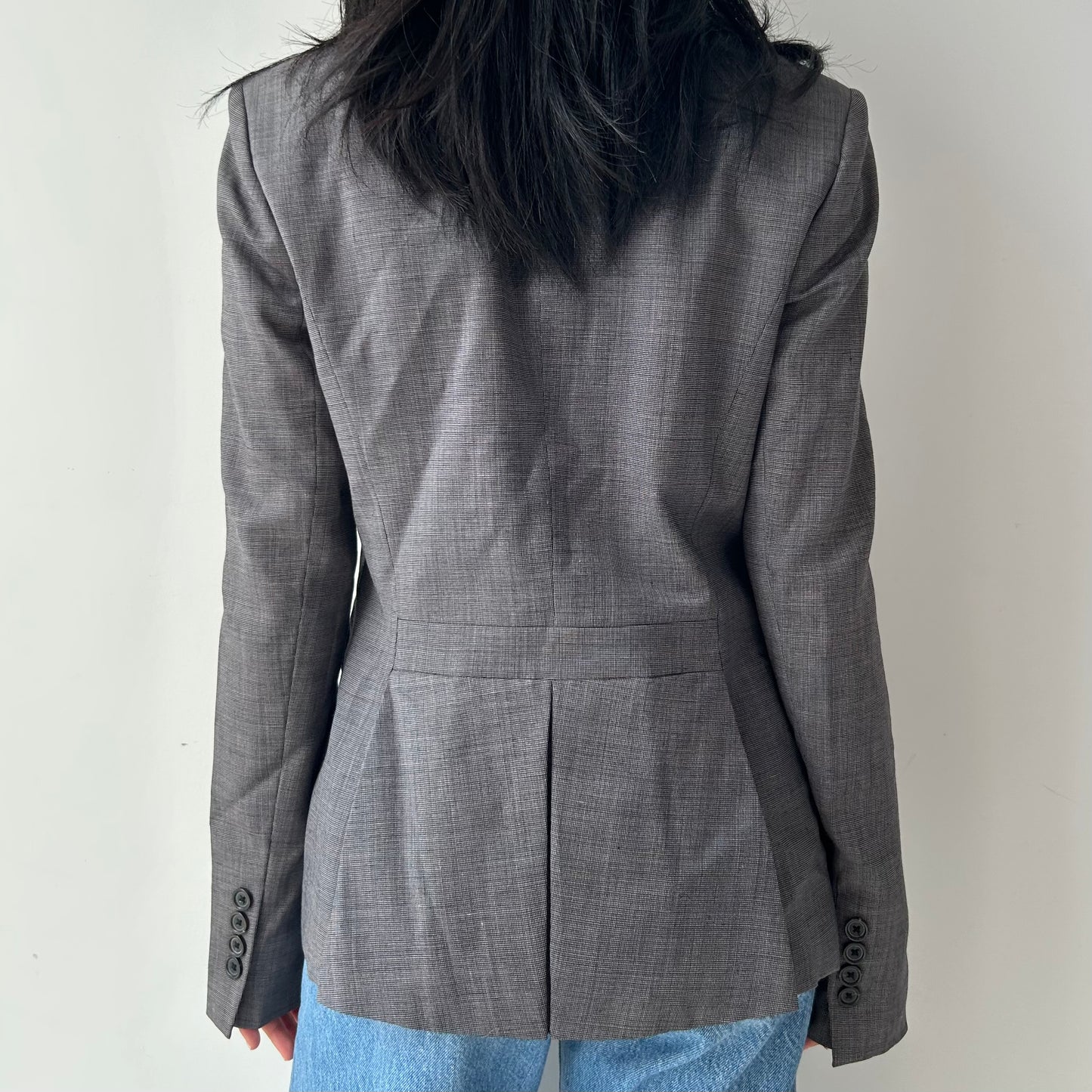 Pink Tartan Grey Wool Blazer - Small