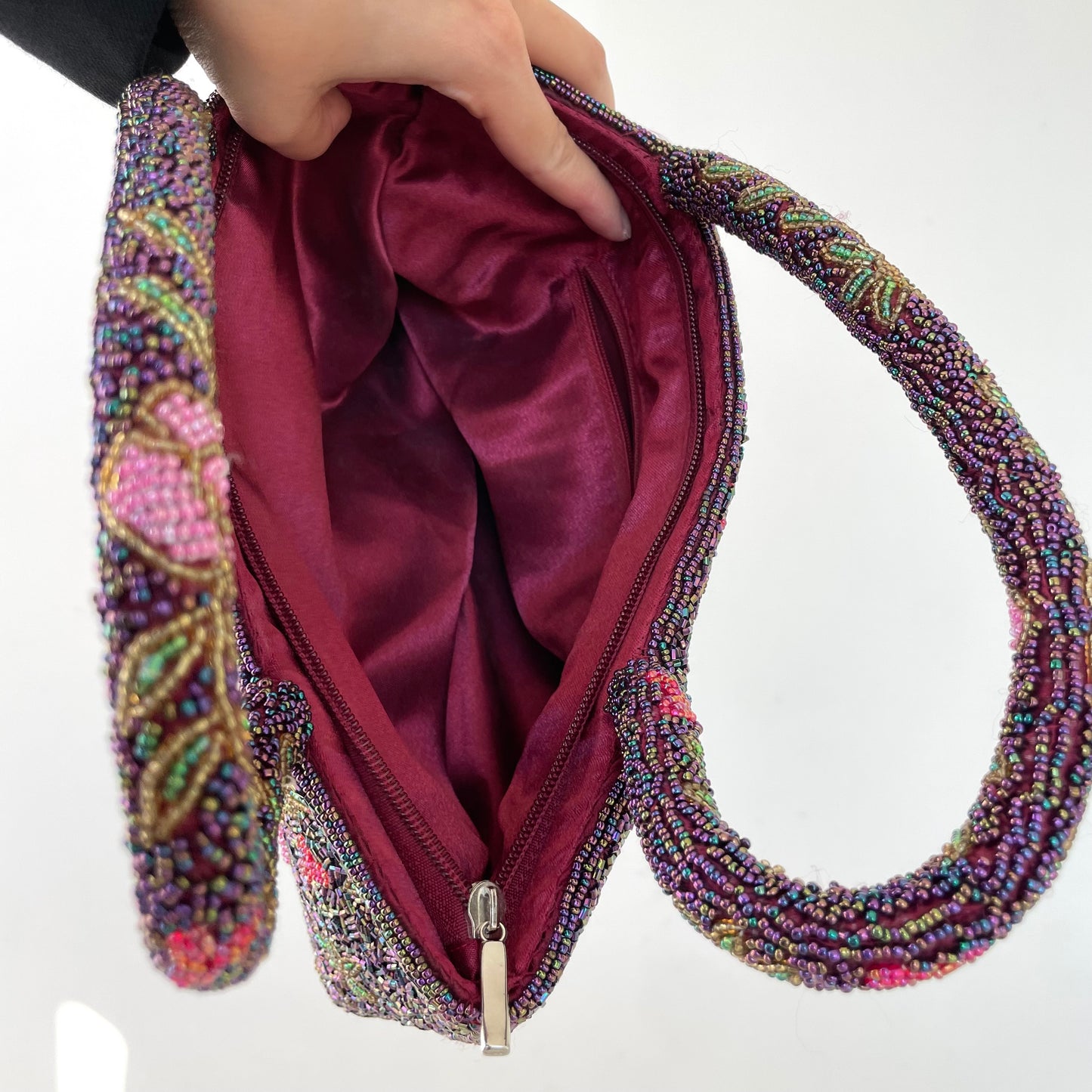 Purple Floral Beaded Bag