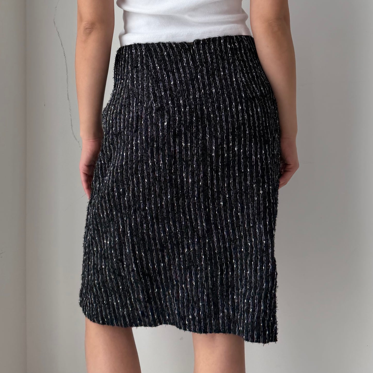 Sunny Choi Black Striped Wool Skirt - Small