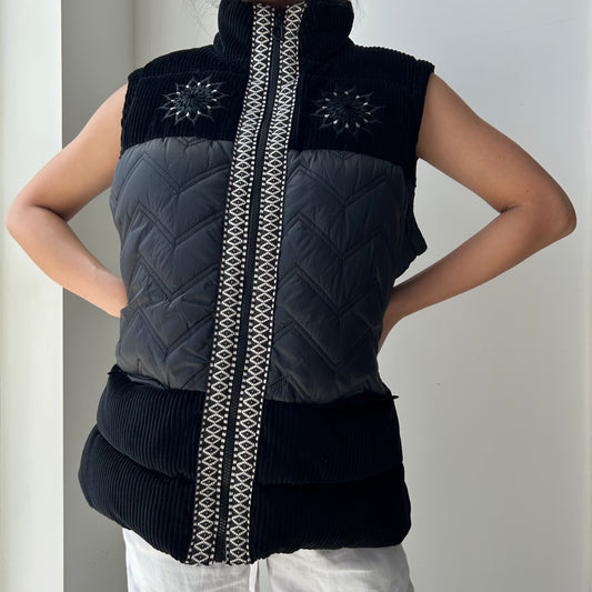 Desigual Black Quilted Convertible Jacket - XX-Large