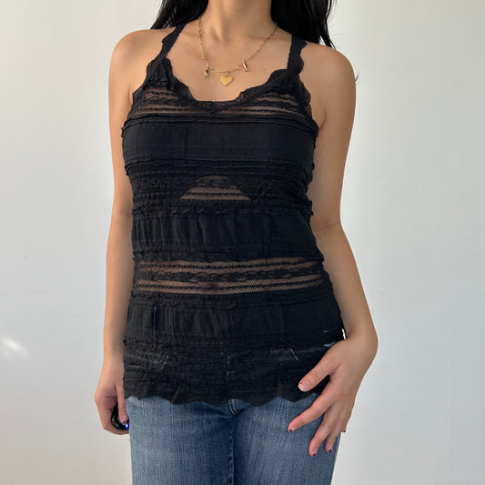 BNWT Zara Trafaluc Black Lace Tank - Medium