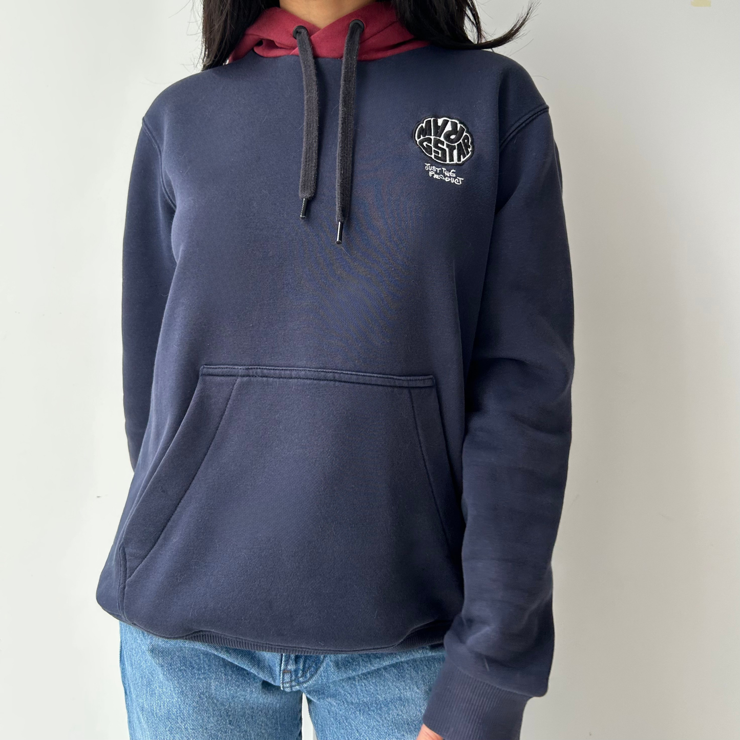 G-Star Raw Navy and Burgundy Hoodie - Medium