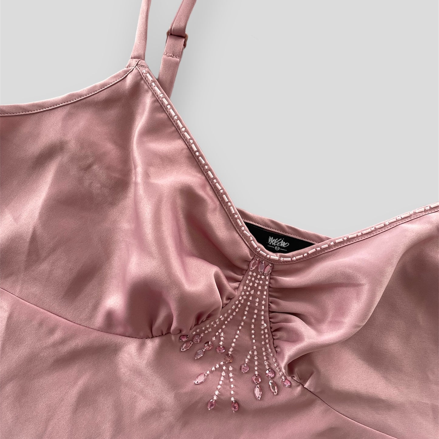 Pink Beaded Satin Tank - Large