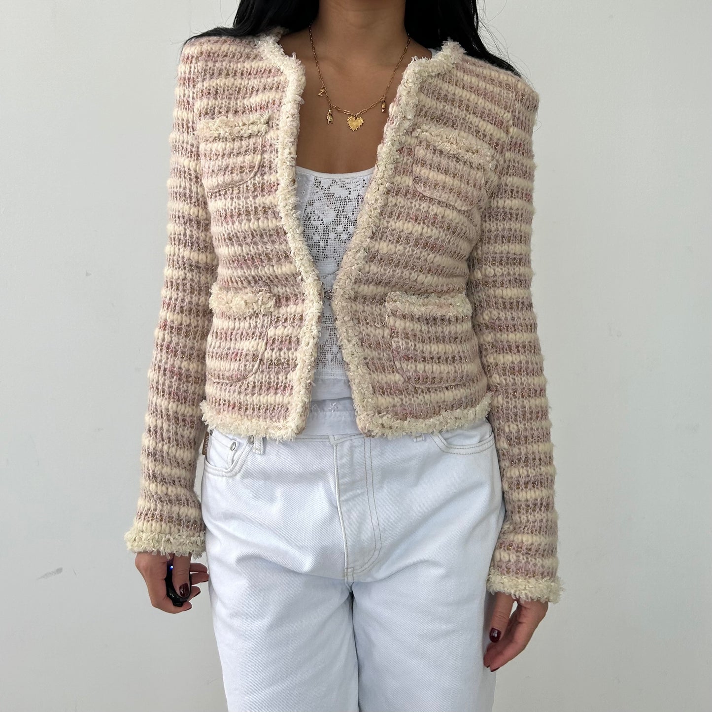 Chloe Everett Pink Tweed Jacket - X-Small