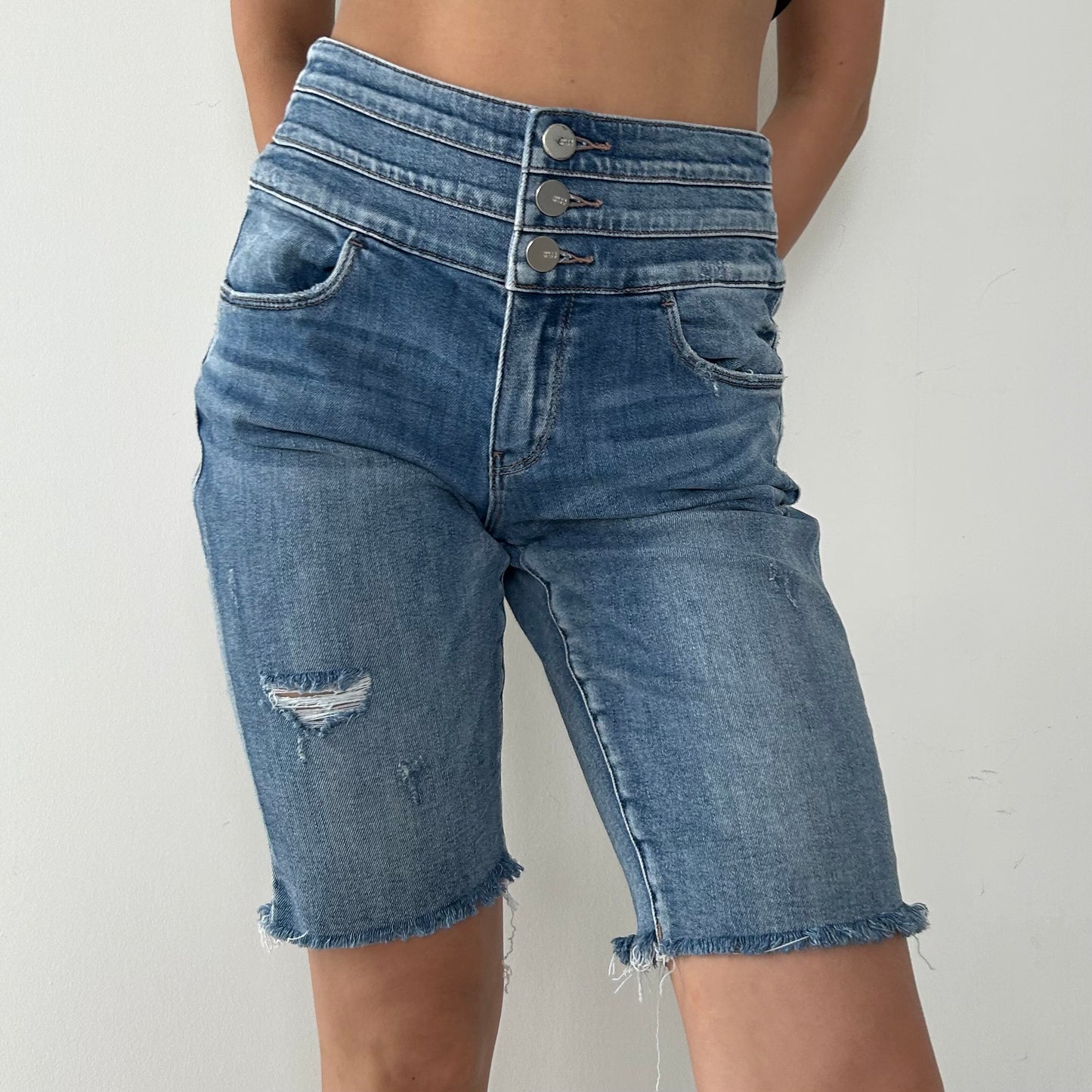 Miss Sixty High-Rise Bermuda Denim Shorts - W28/Medium