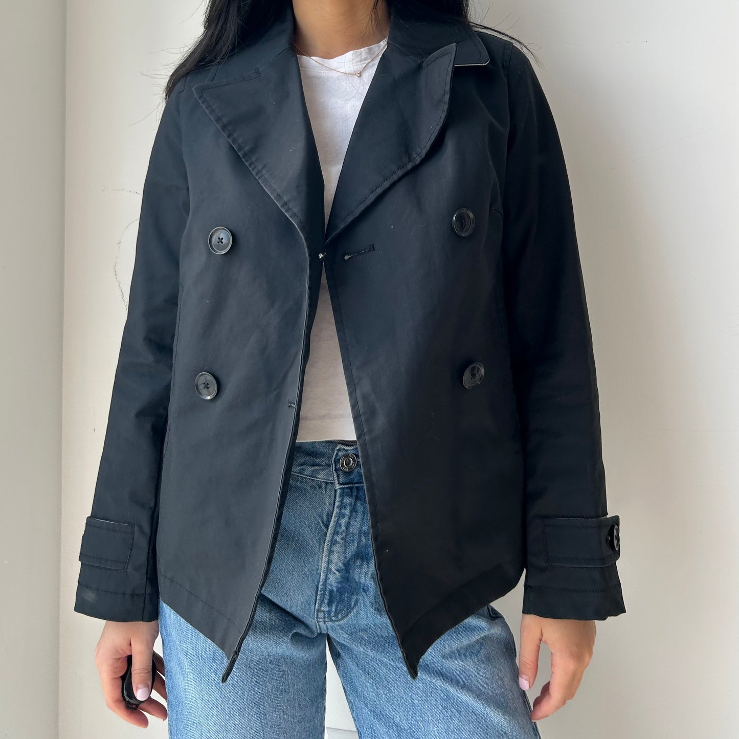 Banana Republic Black Cropped Trench - X-Small